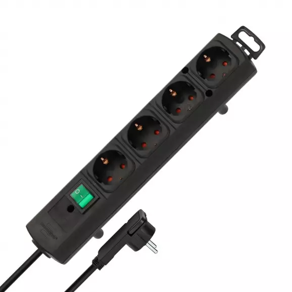Разклонител BRENNENSTUHL Comfort-Line 4гнезда/2.0м с ключ, с кабел 2.0м х 1.5мм2, черен