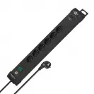 Разклонител BRENNENSTUHL Premium-Line 6гнезда/3.0м с ключ и USB A и 2 x USB C, с кабел 3.0м, черен - small