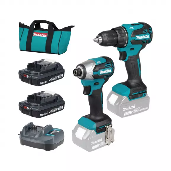 Акумулаторен комплект MAKITA DLX2577V02 (DTD158+DDF490+BLB182X2+DCB18WA+САК), 18V, 2.0Ah, Li-Ion