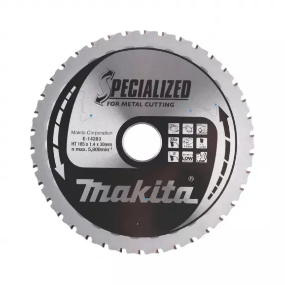Диск с твърдосплавни пластини MAKITA SPECIALIZED 185/1.4/30 Z=38, за метал