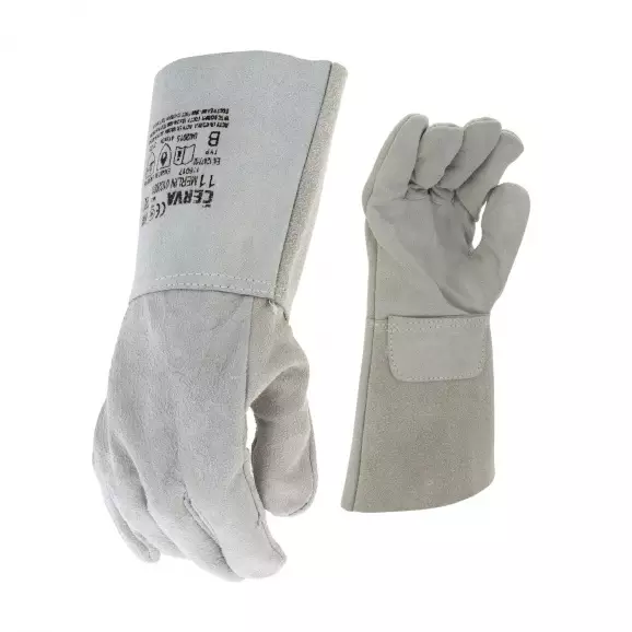 Ръкавици MERLIN, от цепена сива телешка кожа, 15см, подсилена длан