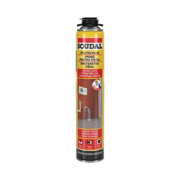 Пяна полиуретанова SOUDAL Windows and Doors Gunfoam 750мл, лятна, пистолетна