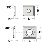 Сменяеми пластини CMT 12x12x1.5мм Z=4, 35°, HWM, F1730-за суха и мокра иглолистна, твърда дървесина
