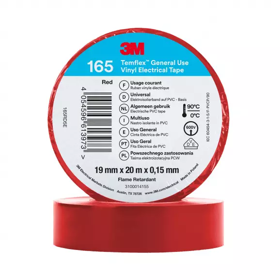 Изолирбанд 3M TEMFLEX 165 19х0.15мм/20м-червен