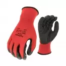 Ръкавици TOPSTRONG, червени, от полиестерно трико, топени в латекс, ластичен маншет - small