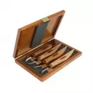 Нож дърворезбарски NAREX Carving tools PROFI 4части, с дървени дръжки, магнезиево-ванадиева инструментална стомана - small