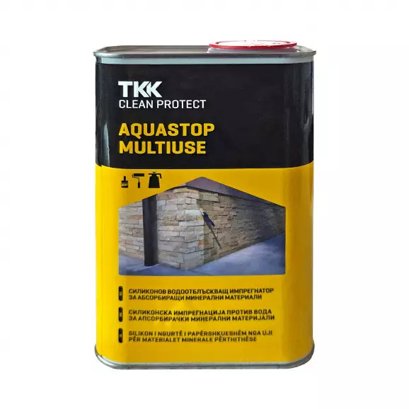 Водоотблъскващ импрегнатор за бетон TKK Aquastop Mulltiuse 1л, безцветен силан – силоксанов разтвор