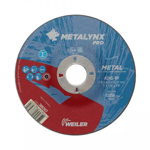 Диск карбофлексов WEILER METALYNX PRO 125х6.5х22.23мм, за шлайфане на метал