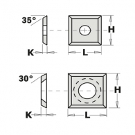 Сменяеми пластини CMT 12x12x1.5мм Z=4, 35°, HWM, S2020-за суха и мокра твърда дървесина, ПДЧ и MDF