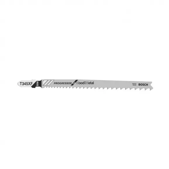 Нож за прободен трион BOSCH T345XF 2.4-5.0х132/107мм, за дървесина, метал, пластмаса, алуминий, BiM, Т-захват