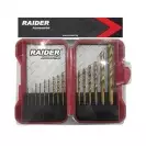 Свредла RAIDER 1.5-10мм 15части, за метал, HSS-Tin, цилиндрична опашка  - small