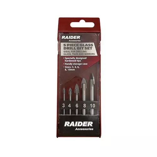 Свредла RAIDER 3.0-10мм 5части, за стъкло и керамика, карбиден връх, цилиндрична опашка