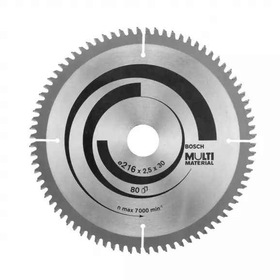 Диск с твърдосплавни пластини BOSCH MULTI MATERIAL 216/2.5/30 Z=80, за строителни материали