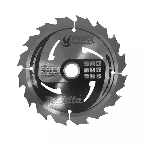 Диск с твърдосплавни пластини MAKITA MFORCE 165/2.0/20 Z=16, за дървесина