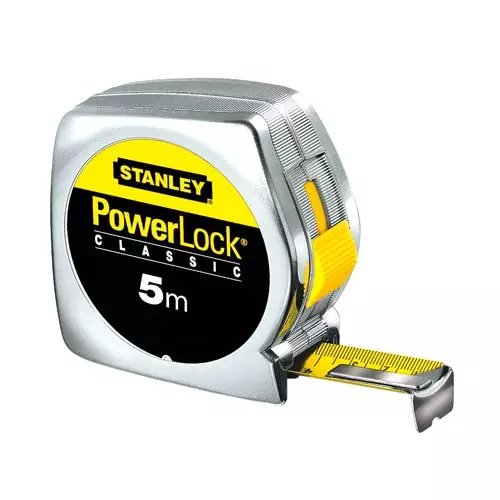 Ролетка пластмасов корпус STANLEY Power Lock 5м x 19мм, хромиран