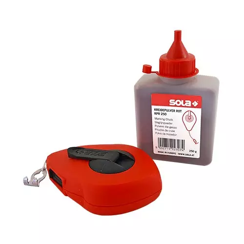 Чертилка зидарска комплект с боя SOLA PM CLK SET R 30м, пластмасова, к-т със червена боя