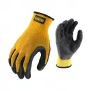Ръкавици DEWALT DPG70 Gripper, жълти, безшевни, 60%-полиестер и 40%-памик, каучуковото покритие - small