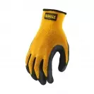 Ръкавици DEWALT DPG70 Gripper, жълти, безшевни, 60%-полиестер и 40%-памик, каучуковото покритие - small, 97647