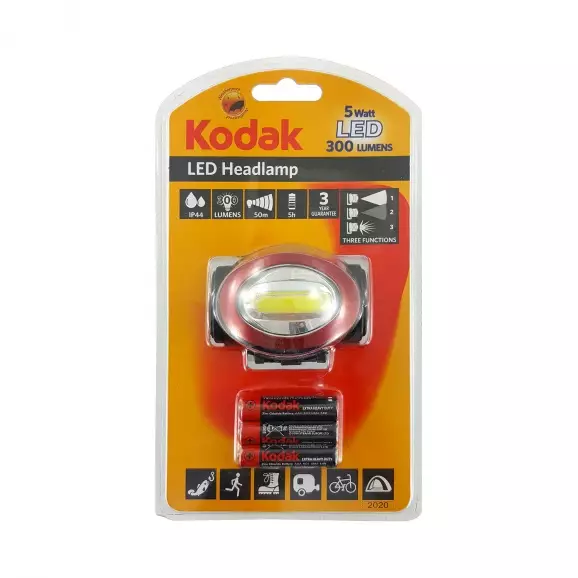Фенер за глава светодиоден KODAK LED 300lm, 3 x 1.5V, тип AAA, LED