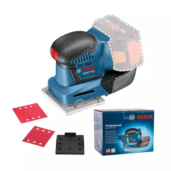 Шлайф вибрационен акумулаторен BOSCH GSS 18V-10 Professional, 18V, 1.5-5.0Ah, Li-Ion, 11000-22000об/мин, 115х140мм