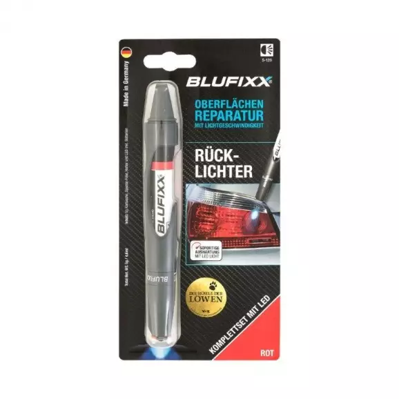 UV ремонтен гел писалка BLUFIXX 5гр. червен, за автомобилни стопове (задни светлини), к-кт със светодиод