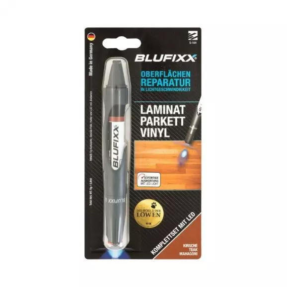 UV ремонтен гел писалка BLUFIXX LPV 5гр. череша, за ламинат, паркет и винил, к-кт със светодиод