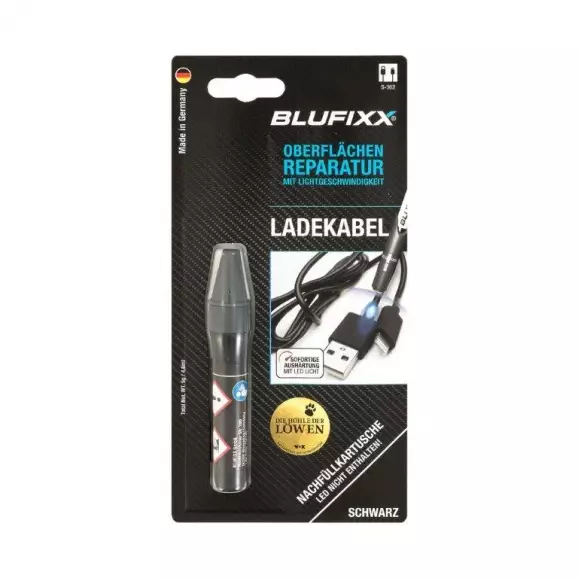 UV ремонтен гел пълнител BLUFIXX LADEKABEL 5гр. черен, за кабелни обшивки на зарядни устройства