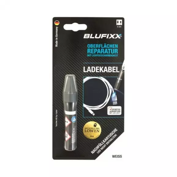 UV ремонтен гел пълнител BLUFIXX LADEKABEL 5гр. бял, за кабелни обшивки на зарядни устройства