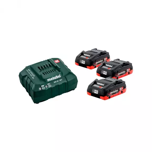 Комплект батерии и зарядно устройство METABO GAS 18Vx3 + ASC 30-36, 18V, 4.0Ah, LiHD