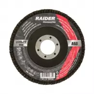 Диск ламелен RAIDER 115х22.23мм P60, за шлайфане на метал, камък, дърво и пластмаса