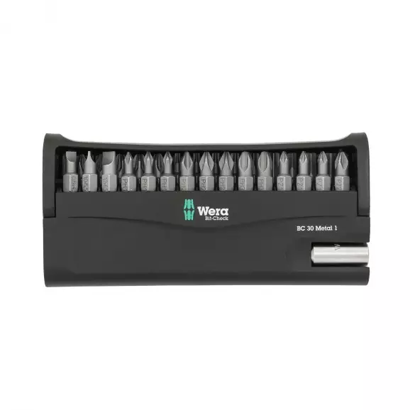 Комплект накрайници WERA Bit-Check 30 Metal 1 30части, PH, PZ, SB, TX, шестостен с магнитен държач