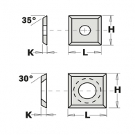 Сменяеми пластини CMT 18x18x1.95мм Z=4, 30°, HWM, S2020-за суха и мокра твърда дървесина, ПДЧ и MDF