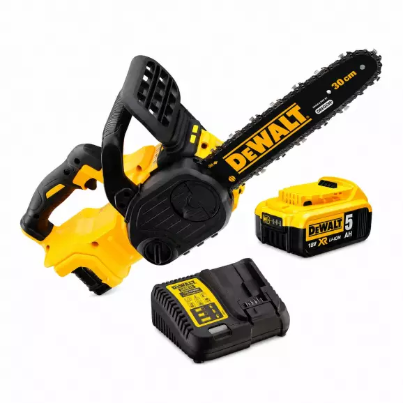 Трион верижен акумулаторен DEWALT DCM565P1, 18V, 5.0Ah, Li-Ion, 30cм