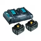 Комплект батерии и зарядно устройство MAKITA BL1860Bx2 + DC18RD, 18V, 6.0Ah, Li-Ion - small