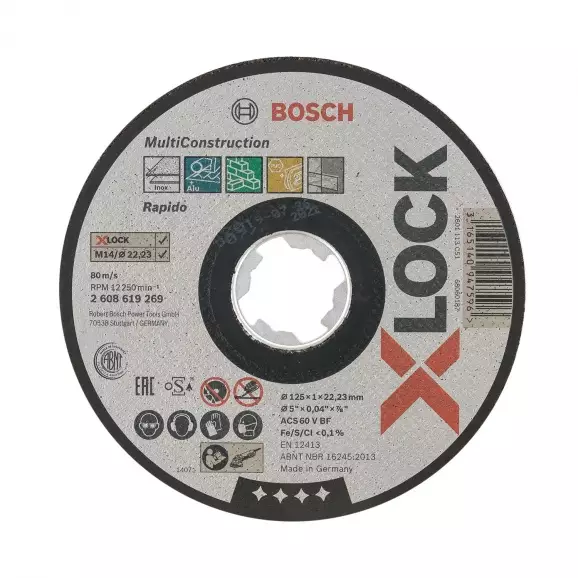 Диск карбофлексов BOSCH X-LOCK 125х1.0х22.23мм, за рязане на метал, неръждаема стомана