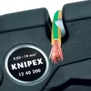 Клещи за заголване на кабели KNIPEX 0.3-10.0кв.мм, автоматични, изолирани, вграден резач за кабели до 2.5кв.мм - small, 145375