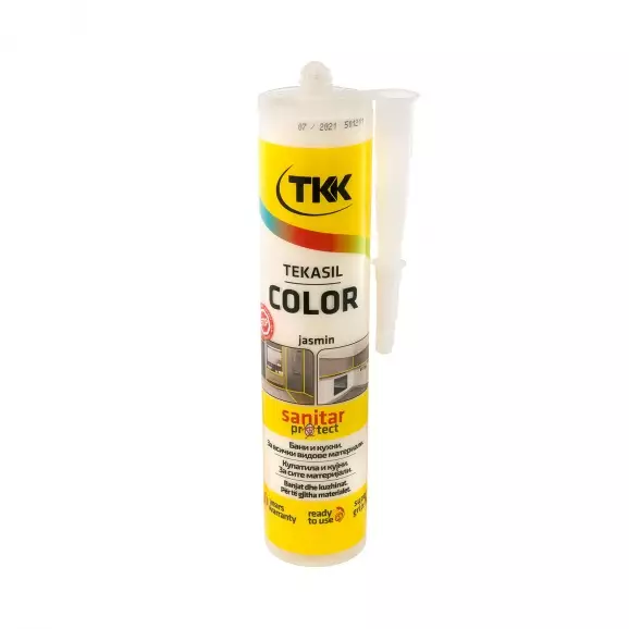 Силикон неутрален TKK Tekasil Color 300мл-жасмин, за уплътняване на фуги в бани, кухни, душ кабини, мивки и други