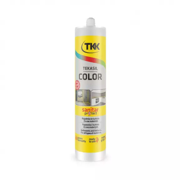 Силикон неутрален TKK Tekasil Color 300мл-прозрачен, за уплътняване на фуги в бани, кухни, душ кабини, мивки и други