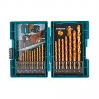 Свредла MAKITA 1.0-13мм 19части, за метал, DIN338, HSS-TiN, цилиндрична опашка, ъгъл 135°