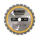 Диск с твърдосплавни пластини DEWALT Construction 184/1.8/20 Z=24, за дървесина - small
