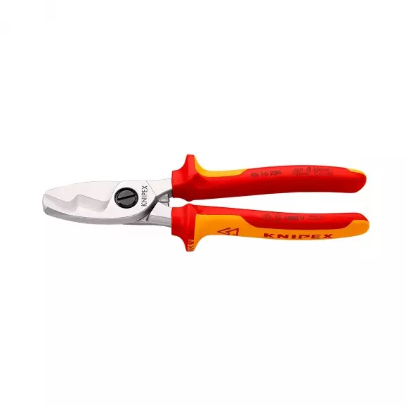 Ножица за кабели KNIPEX 200мм 1000V, ф20мм, Cu-Al, двукомпонентна дръжка
