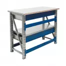 Работна маса PROMET MASTER №105, с един рафт и две чекмеджета, плот 24мм MDF + 1.2мм ламарина, 300кг. т - small, 152006