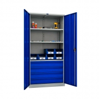 Шкафове за инструменти PROMET TC1995 003040, с три рафта, четири чекмеджета, 500кг. товароносимост