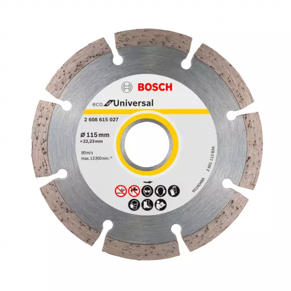 Диск диамантен BOSCH ECO for Universal 115x2.0x22.23мм, за бетон, гранит, тухла и естествен камък, сухо рязане