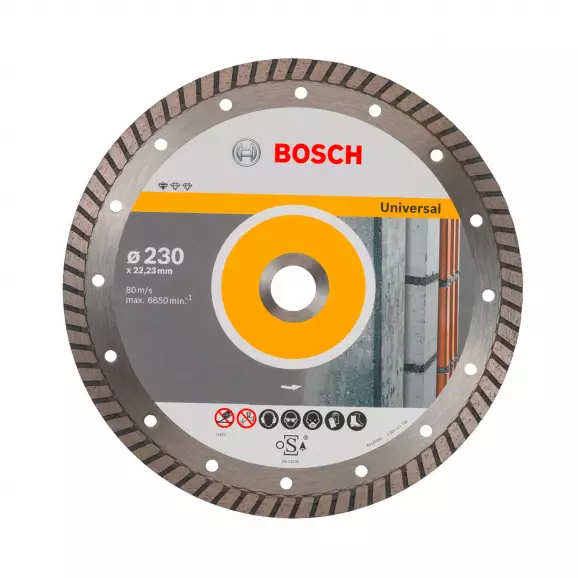 Диск диамантен BOSCH Standard for Universal Turbo 230x2.5x22.23мм, за бетон, зидария, керемиди
