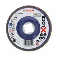 Диск ламелен BOSCH X-LOCK 125x22.23 P60, за шлайфане на неръждаема стомана, чугун, стоманена ламарина