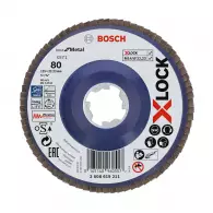 Диск ламелен BOSCH X-LOCK 125x22.23 P80, за шлайфане на неръждаема стомана, чугун, стоманена ламарина