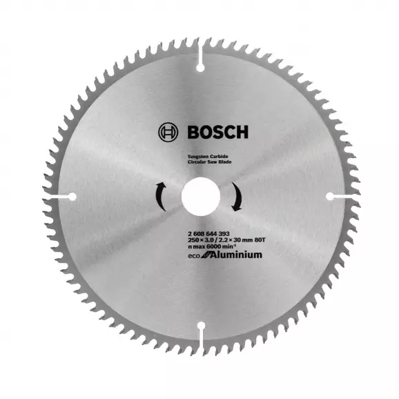 Диск с твърдосплавни пластини BOSCH Eco for Aluminum 250/3.0/30 Z=80, за рязане на алуминий