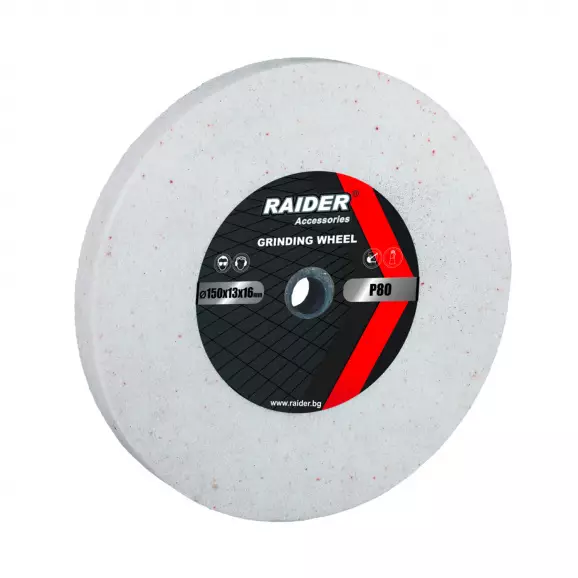 Диск абразивен прав RAIDER 200х20х16мм P60 - бял, за шлайфане, P60