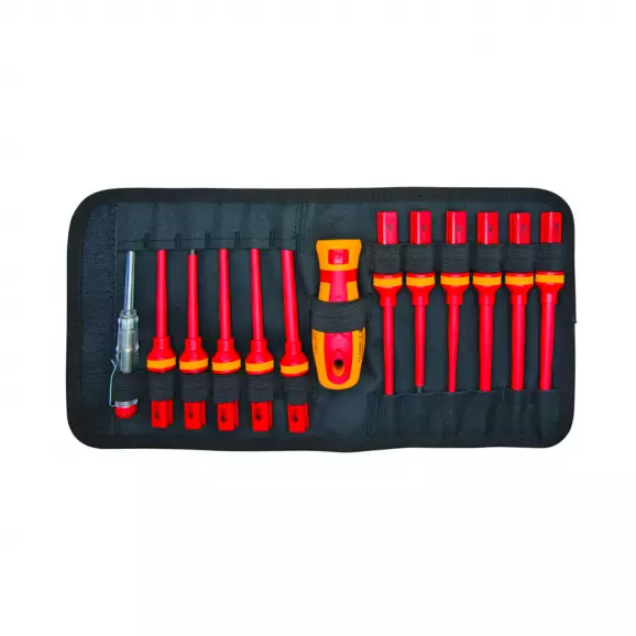 Отвертка с накрайници TOPMASTER VDE 13части, 1000V, PH, PZ, SB, TX, двукомпонентна дръжка